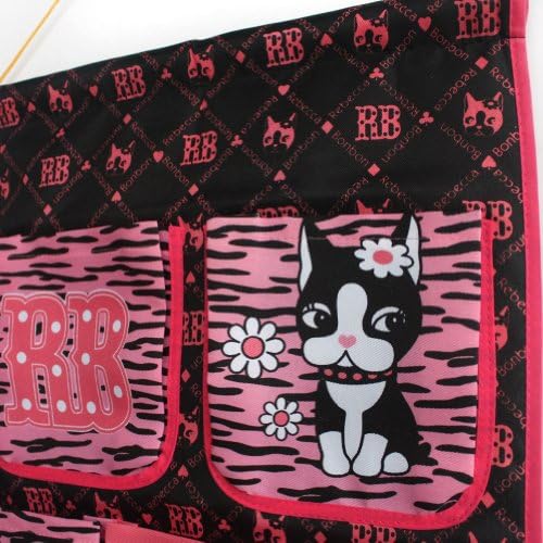 Blancho Bedding [Dog & Heart] Pink Wall Hanging Organizer/Wall Baskets/Hanging Baskets with 6 Pockets, 14" x 20" Fabric Over The Door Storage Bag for Nursery, Bedroom, Bathroom and Closet