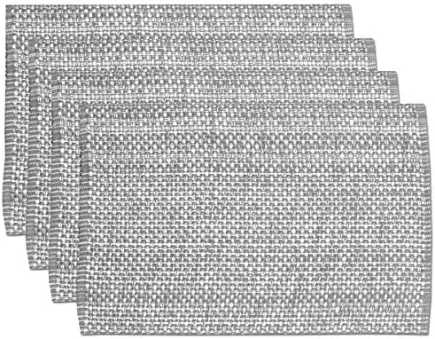 Sweet Home Collection 100% Cotton Placemats for Dining Room Rectangle Two Tone Woven Fabric 13" x 19" Soft Durable Table Mat Set, Set of 4, Gray