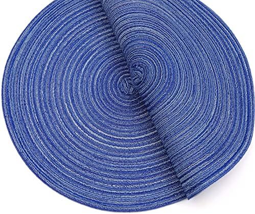 SHACOS Round Braided Placemats Set of 8 Round Table Mats for Dining Tables Washable Fabric Kitchen Table Place Mats (Blue White, 8)