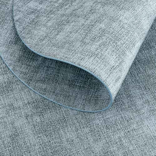 Faux Leather Oval Placemats Set of 4, Light Blue