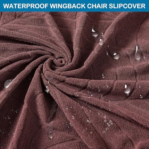 HZDHCLH Waterproof Wingback Chair Slipcovers 2 Piece,Stretch Spandex Wing Chair Covers for Living Room,Washalbe Armchair Sofa Slipovers