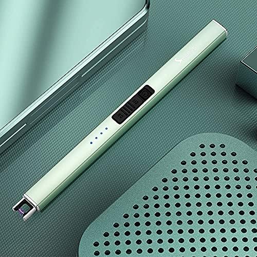SUPRUS Electric Lighter Arc Windproof Flameless USB Rechargeable Lighter with Safety Lock for Candle BBQ Camping (Green)