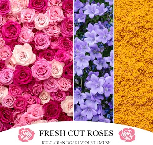 Fresh Cut Roses Candles, Fresh Cut Roses Scented Candle, Mother's Day Candle Gifts for Women, Soy Candles for Home Scented, 7oz 50 Hours Burn, Home Décor