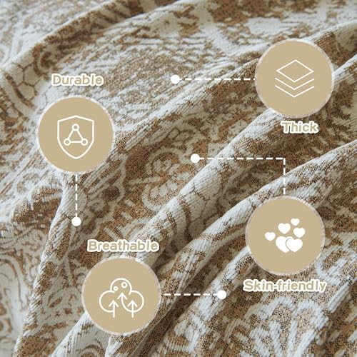 MEETSKY Boho Couch Cover Sofa Slipcover for Sectional Sofa Covers Protector Universal Use Chenille Blend Thick Fabric Washable, Modern Design Sofa Throw Cover for Living Room, 71" x 118", Khaki