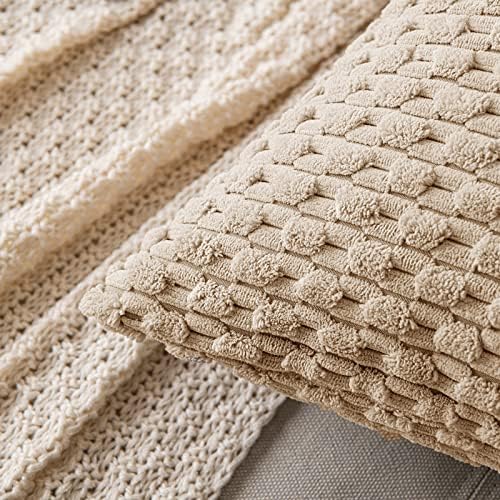 MIULEE Lumbar Decorative Throw Pillow Covers 12x20 Neutral Tan Corduroy