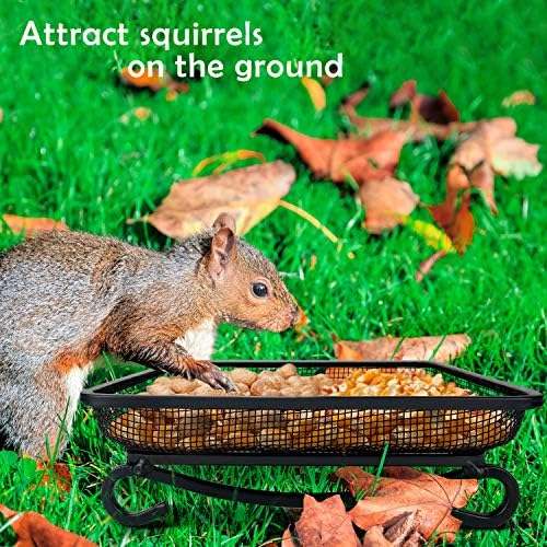 MIXXIDEA Ground Bird Feeder Tray, Metal Platform Mesh Seed Tray for Bird Feeders, Great Attracting Garden Yard Decoration for Wild Birds Squirrels Dove (1 Pack)