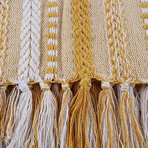 DII Braided Striped Throw Blanket, Honey Gold on Cream, 50x60 (Pack of 12)