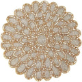 ALPHA Living HOME Beaded Placemats 13 Inch Ivory Gold Round Table Chargers