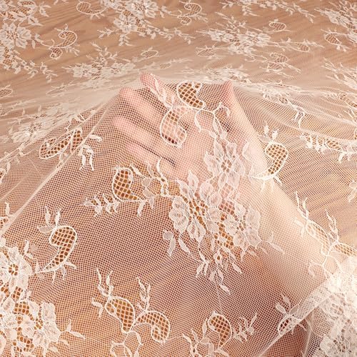 Fowecelt 5 Pcs Ivory Lace Tablecloth 60 X120 Inches Vintage Tablecloth Sheer Overlay Rectangle Floral Embroidered Lace Table Cloths for Rustic Boho Wedding Bridal Shower Party Reception Decoration