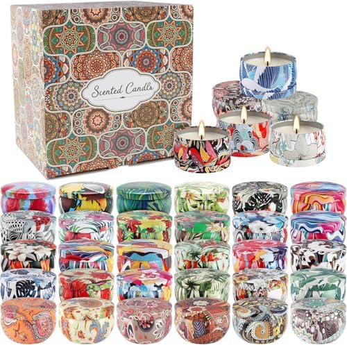 Set 36Pack Scented Candles Gifts Soy Wax Travel Tin Jar Candles for Home 2.5 OZ jar Candles for Mom, Birthday, Thanksgiving, Mother's Day,Aromatherapy,Valentine's Day Gifts