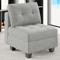 Belffin Middle Module Seat for Modular Sofa Sectional Couch with Storage Accent Armless Sofa Chair Modern Fabric Light Grey