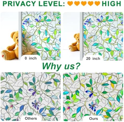 SOMWISE Frosted Window Privacy Film, Decorative Sun Heat Blocking, Anti UV