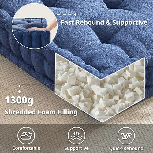 Intelligent Design Floor Pillow, Large Cushion for Meditation, 24x24 Navy