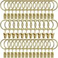 40 Pack Metal Curtain Rings with Clips, 1.26 in ID, Gold