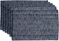 Sweet Home Collection 100% Cotton Placemats for Dining Room Rectangle Two Tone Woven Fabric 13" x 19" Soft Durable Table Mat Set, Set of 6, Navy