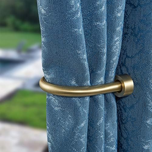 Premium Curtain Holdback, Quality Metal Decorative Curtain Holdbacks with Zinc Alloy Cap Finials,Rust-Proof, Set of 4 Window Curtain Holdbacks,Brass