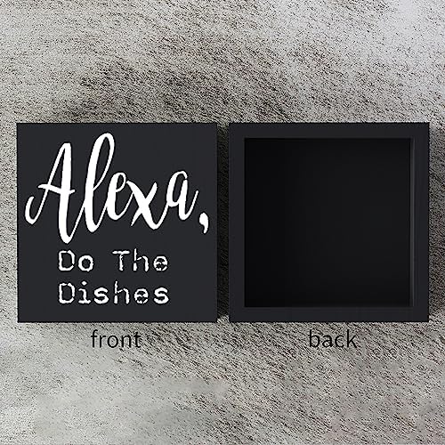 Funny Kitchen Wooden Box Sign Plaque Alexa Do the Dishes Wood Box Sign Rustic Art Home Shelf Desk Decor 5 X 5 Inches…