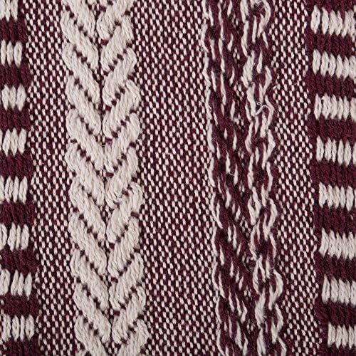 DII Braided Striped Throw Blanket, 50x60, BlackBerry on Cream
