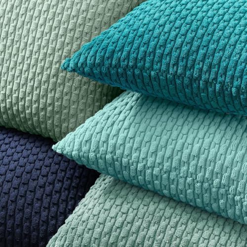Kevin Textile Soft Corduroy 18x18 Inch Pillow Covers 2 Pack, Navy Blue
