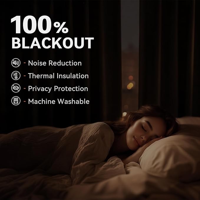100% Blackout Linen Textured Curtains 96 Inch Long, Midnight Blue | 100% - Image 3