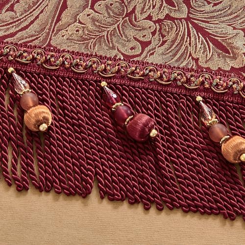 Loom and Mill Luxury Damask Table Runner 90 Inches Long, Wine Red