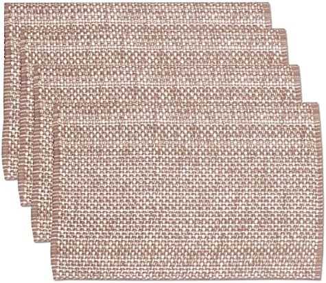 Sweet Home Collection 100% Cotton Placemats for Dining Room Rectangle Two Tone Woven Fabric 13" x 19" Soft Durable Table Mat Set, Set of 4, Taupe