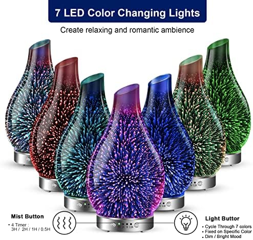 Essential Oil Diffusers 3D Glass Aromatherapy Diffuser Cool Mist Humidifier