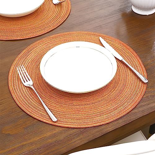 SHACOS Round Braided Fall Placemats Set of 6 Thanksgiving Place Mats