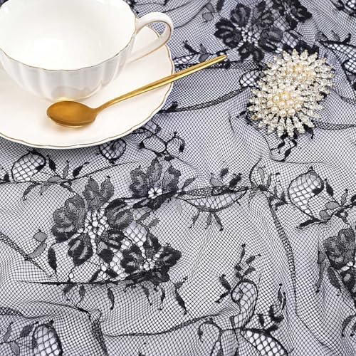 Black Lace Table Runner Fabric 6Pcs 30 x 120 Inch Rustic Vintage Kitchen