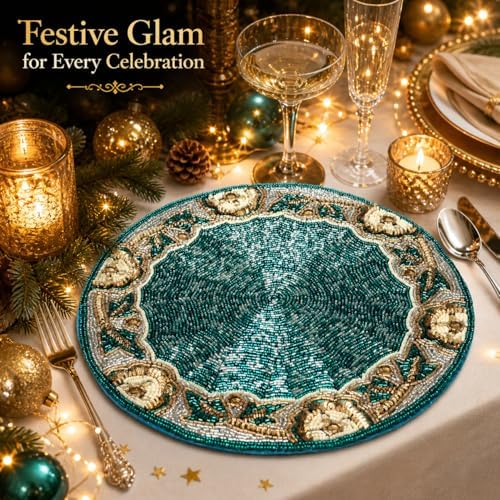 Beaded Round Placemats 13 Inch, Decorative Charger Placemats