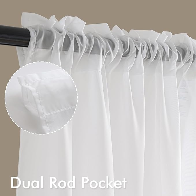 MIULEE White Short Sheer Curtains 45 Inches Long 4 Panels 42 x 45 Inches | - Image 3