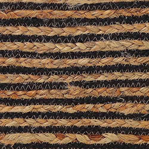 · REDEARTH · Jute Cotton Braided Cube Pouf Ottoman- Natural Black, Set of 2