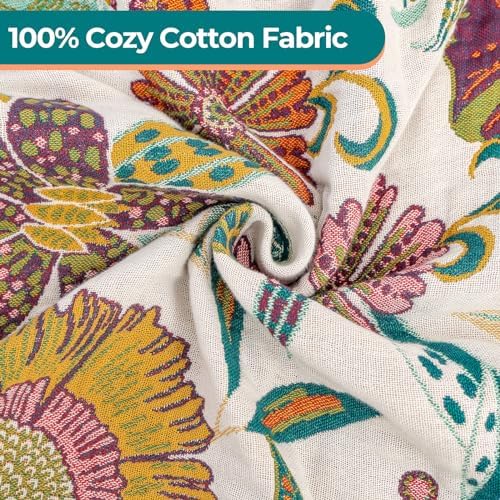 White Floral Rustic Cotton Throw Blanket Gift for Mom 60''x80''