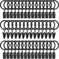 44 Pack Metal Curtain Rings with Clips, 1 in ID, Black