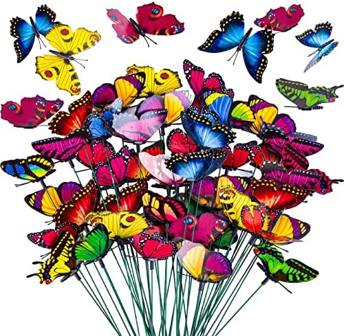 VGOODALL 50 PCS Butterfly Garden Decorations, 11.8 Inch Butterfly Stakes