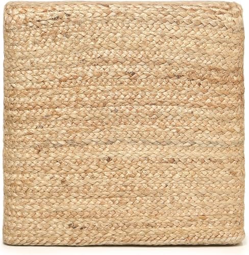 · REDEARTH · Cube Pouf Ottoman - Classic Jute Poof - Natural, Set of 2