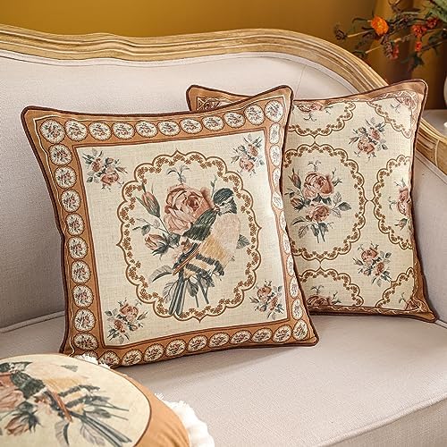 patdrea Designer Vintage Square Throw Pillow Cover,18"x18",Set of 2