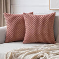 MIULEE Decorative Throw Pillow Covers 18x18 Blush Pink Textured Corduroy