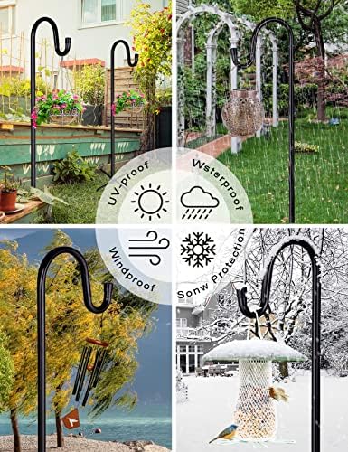 Ottsuls Shepherd-Hooks Adjustable for Bird-Feeder Lantern Plant-Hook Garden-Stake - Plant Stand Hanger for Outdoor Flower Basket, Bird Feeder Hanger Weddings Decor