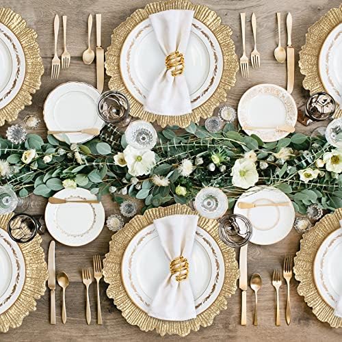 MAONAME Gold Charger Plates Set of 6, Reef Chargers for Dinner Plates