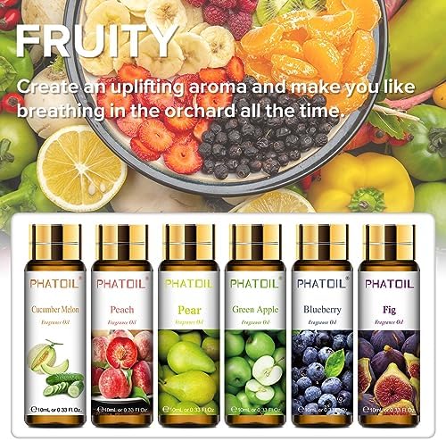 PHATOIL Fruit Fragrance Oil Set for Diffusers for Home, Soap Candle Making