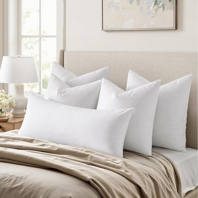 MIULEE 14x22 Pillow Inserts, Double-Layer Down-Proof Cotton Cover, Decorative - Image 3