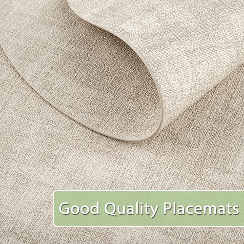 Faux Leather Oval Placemats Set of 8, Beige