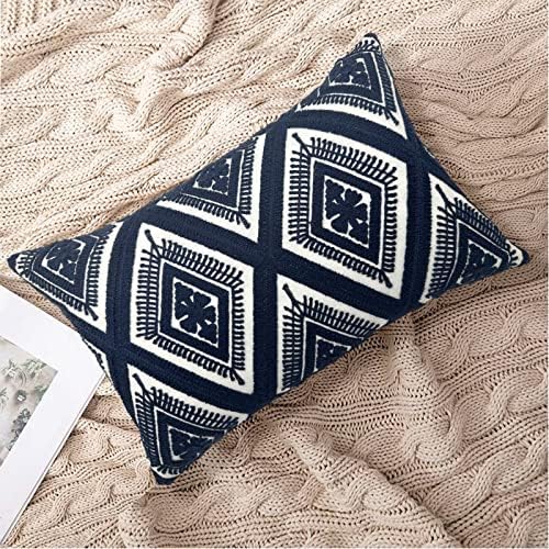 Alysheer Embroidered Decorative Lumbar Throw Pillow Cover 12"x 20",1pc Navy