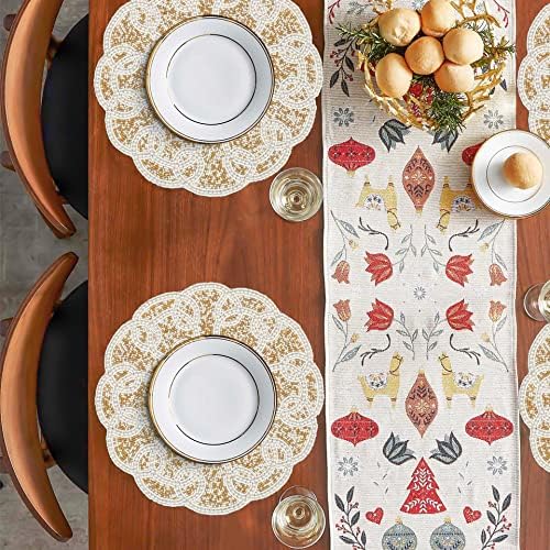 CLEENTABLE Gold Round Beaded Placemat, 13 in, Dining Table Mat
