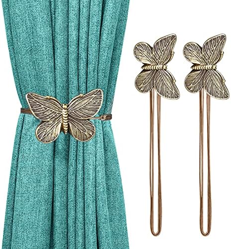 Lewondr Drapery Holder, 1 Pair Vintage Resin Flower Curtain Tiebacks，Bronze
