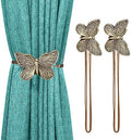 Lewondr Drapery Holder, 1 Pair Vintage Resin Flower Curtain Tiebacks，Bronze