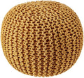 · REDEARTH · Round Pouf Ottoman - Hand Knitted Boho Poof Footrest - Mustard