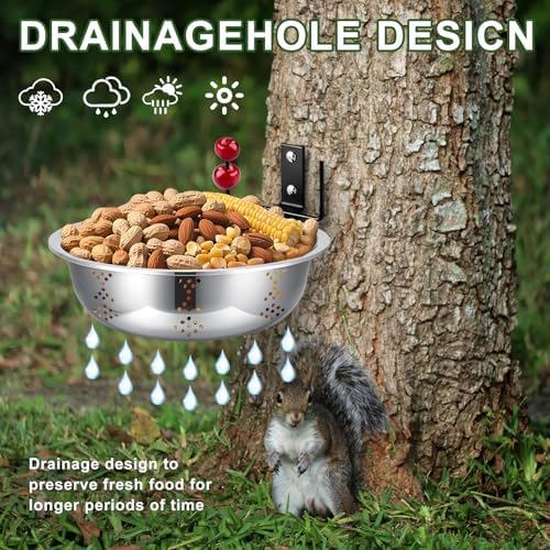 Squirrel Feeders for Outside, Metal Squirrel House for Outdoor, Durable Bowl Tree Mounted of Chipmunk Feeder, Squirrel Food for Backyard Squirrels Hold Corn, Corn Cob, Peanuts (8.5Inch