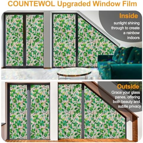 Rainbow Stained Glass Window Privacy Film Static Cling35.4x78.7in